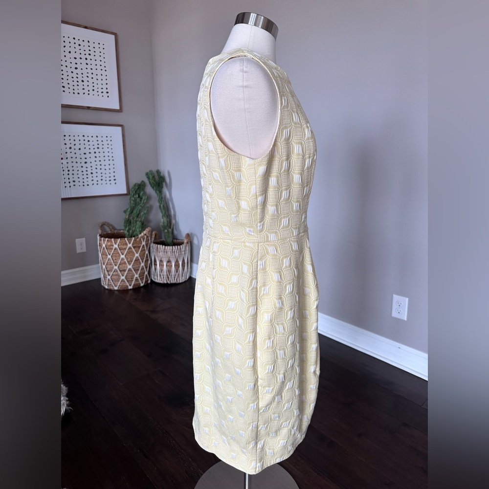 The Limited MCM Mod Mad Men Tulip Hem Cotton Sheath Dress Yellow/Ivory Size 12 - Picture 3 of 10